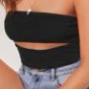 black open front tube top
